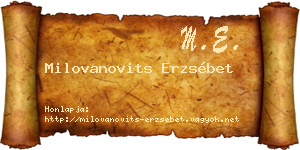 Milovanovits Erzsébet névjegykártya